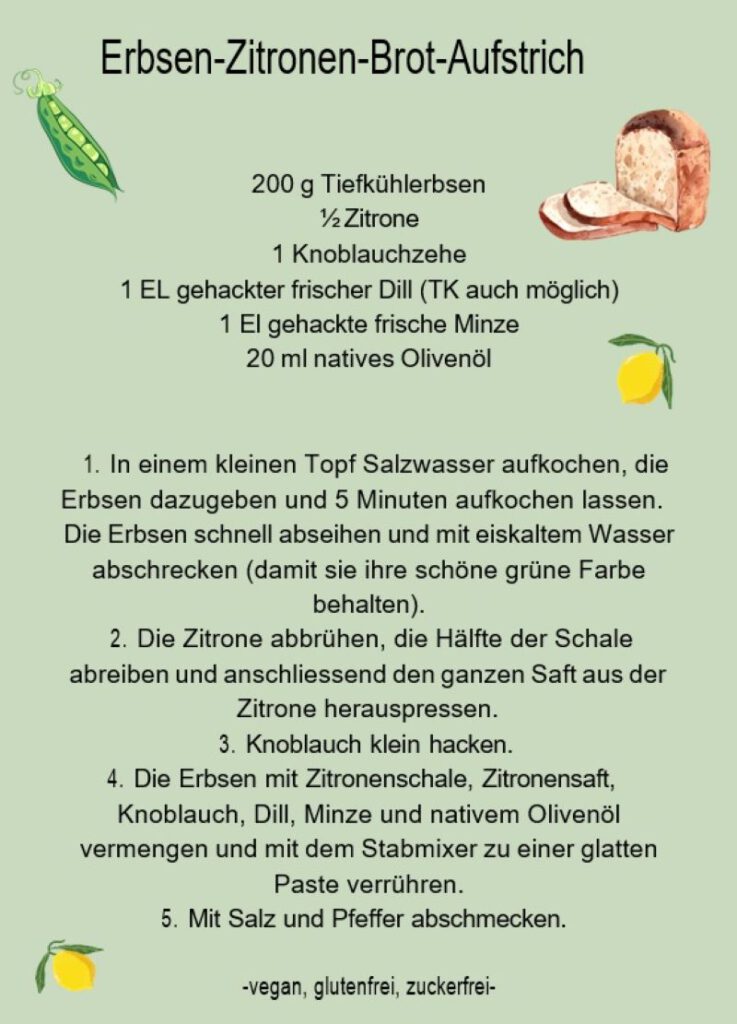 Erbsen Zitronen Brotaufstrich (Rezept)